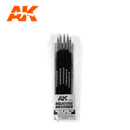 AK Interactive Silicone Brushes Medium Hard Tip, Medium - - 5Pk