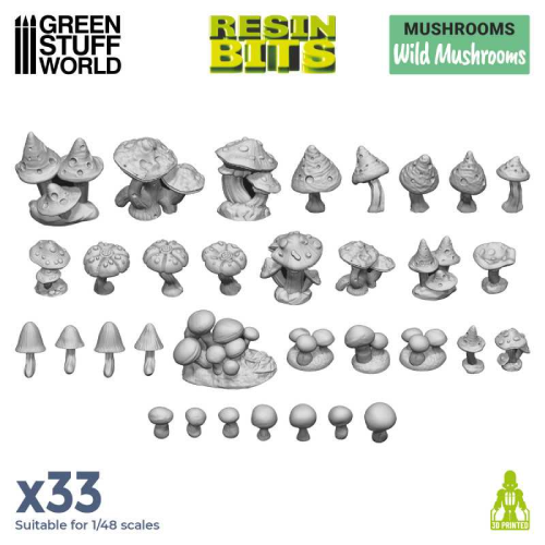 GSW- Resin Mushrooms 1/48 scale  x33