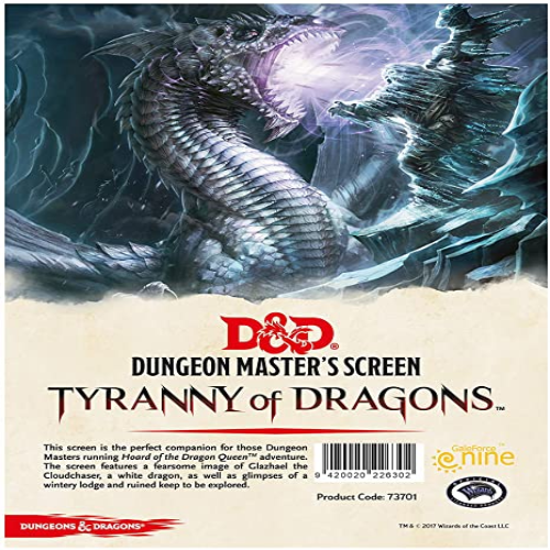 Dungeons & Dragons: Tyranny Of Dragons Dungeon Masterss Screen