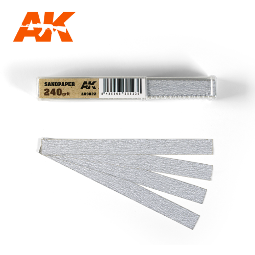 AK Interactive Dry Sandpaper Strips 240 grit x 50 units