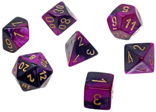 Chessex Mini 7-Piece Black-Purple/Gold