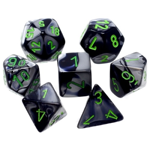 Chessex Mini 7-Piece Black-Greenl/Green