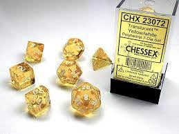 Chessex Translucent Yellow and White 7 Piece Set