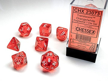 Chessex Translucent Orange and White 7 Piece Set