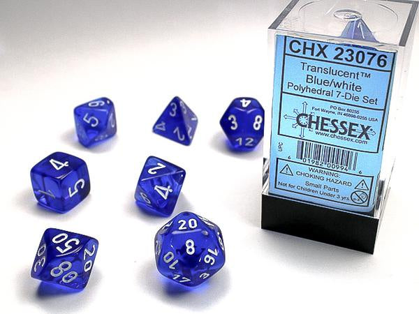 Chessex Translucent Blue and White 7 Piece Set