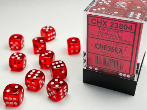 Chessex 36D6 12mm Cube Red/White