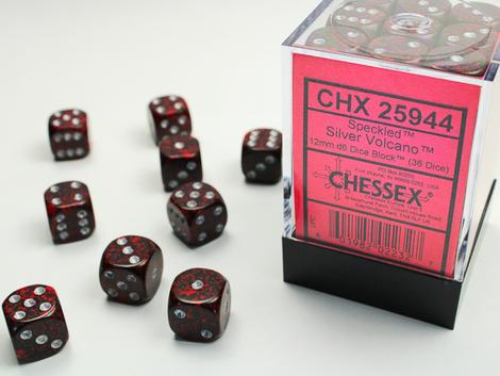 Chessex 36D6 12mm Cube Speckled Silver Volcano