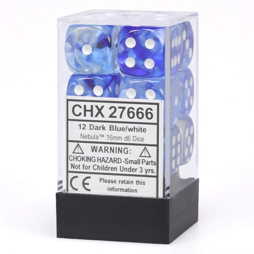 Chessex Nebula Dark Blue and White 12D6 16mm