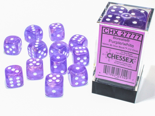 Chessex Luminary Purple and White 12D6 16mm