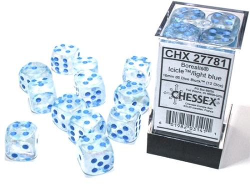 Chessex  Luminary Icicle and Light Blue 12D6 16mm