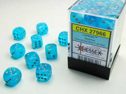 Chessex 36D6 12mm Cube Sky/Silver