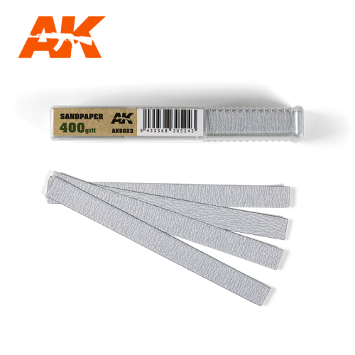 AK Interactive Dry Sandpaper 400 grit  Strips x 50 units