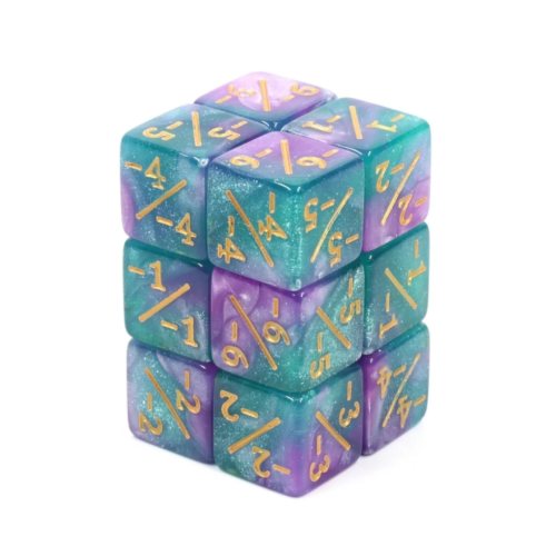 -1/-1 Light Blue and Gold Counters Dice