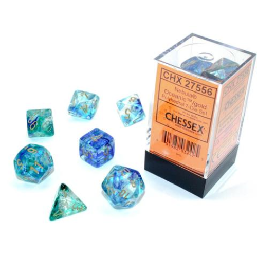 Nebula Oceanic/Gold Polyhedral 7-Die Set