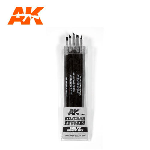 AK Interactive Silicone Brushes Hard Tip, Medium  Size - - 5Pk