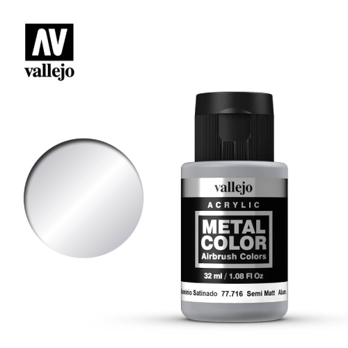 Acrylic Metal Color Airbrush Colors: Semi Matt Aluminium