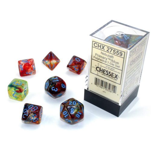 Nebula Primary/Blue Polyhedral 7-Die Set