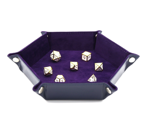 Leatherette Navy with Purple Hex Dice Tray
