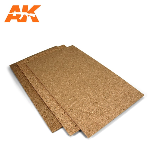 AK Diorama Cork Sheet 200mmx300mm 1,2,3mm  3 Sheets