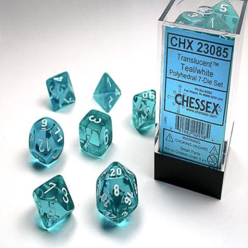 Chessex Translucent Teal/White 7-Die Set