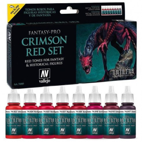 Vallejo Nocturna Fantasy-Pro: Crimson Red Paint Set