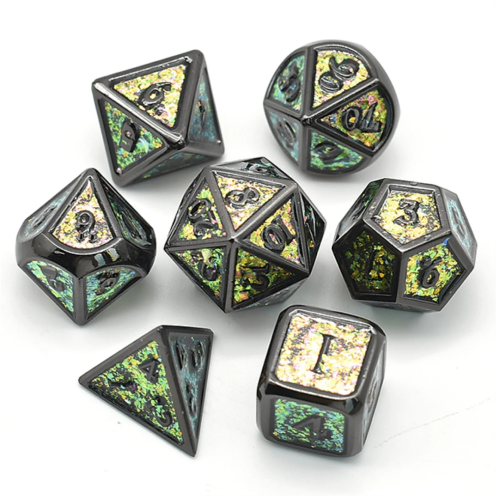 Colour Shifting: Fields Of Green Metal RPG Dice Set