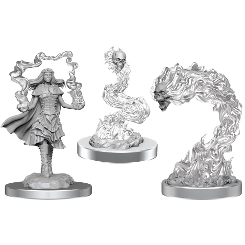 D&D Nolzurs Unpainted Miniatures: Dark Spellcaster & Flameskulls